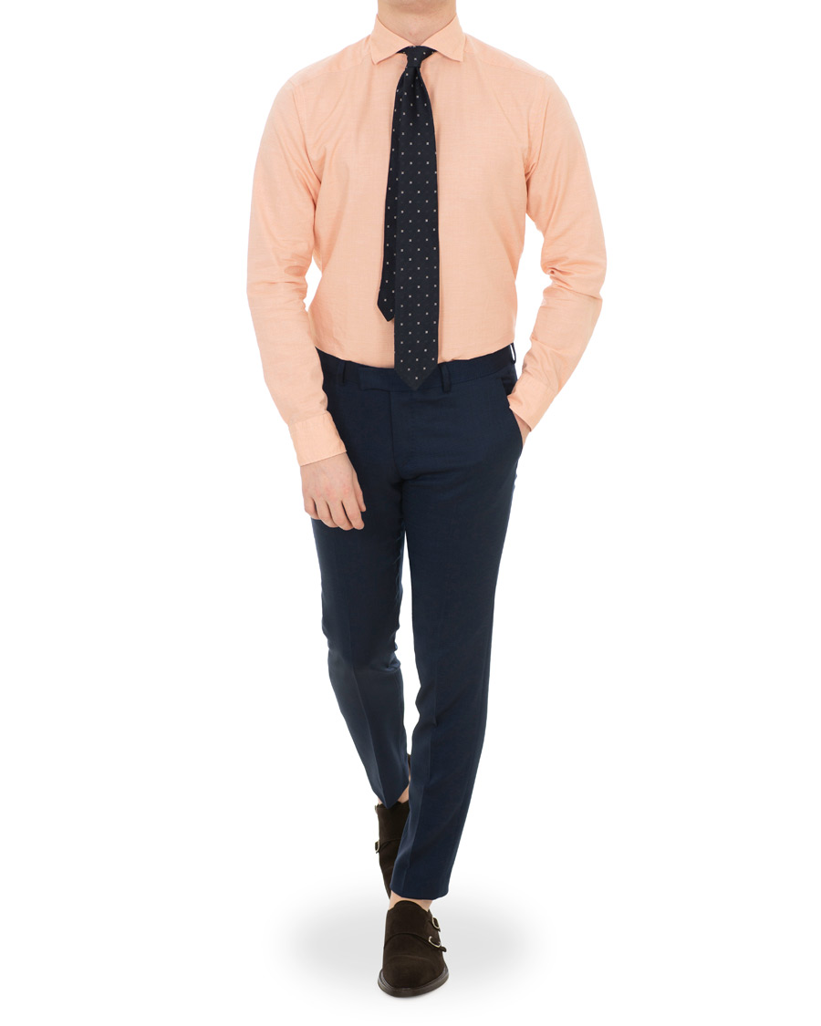 Heren | Overhemden | Eton | Slim Fit Twill Cotton Silk Shirt Orange