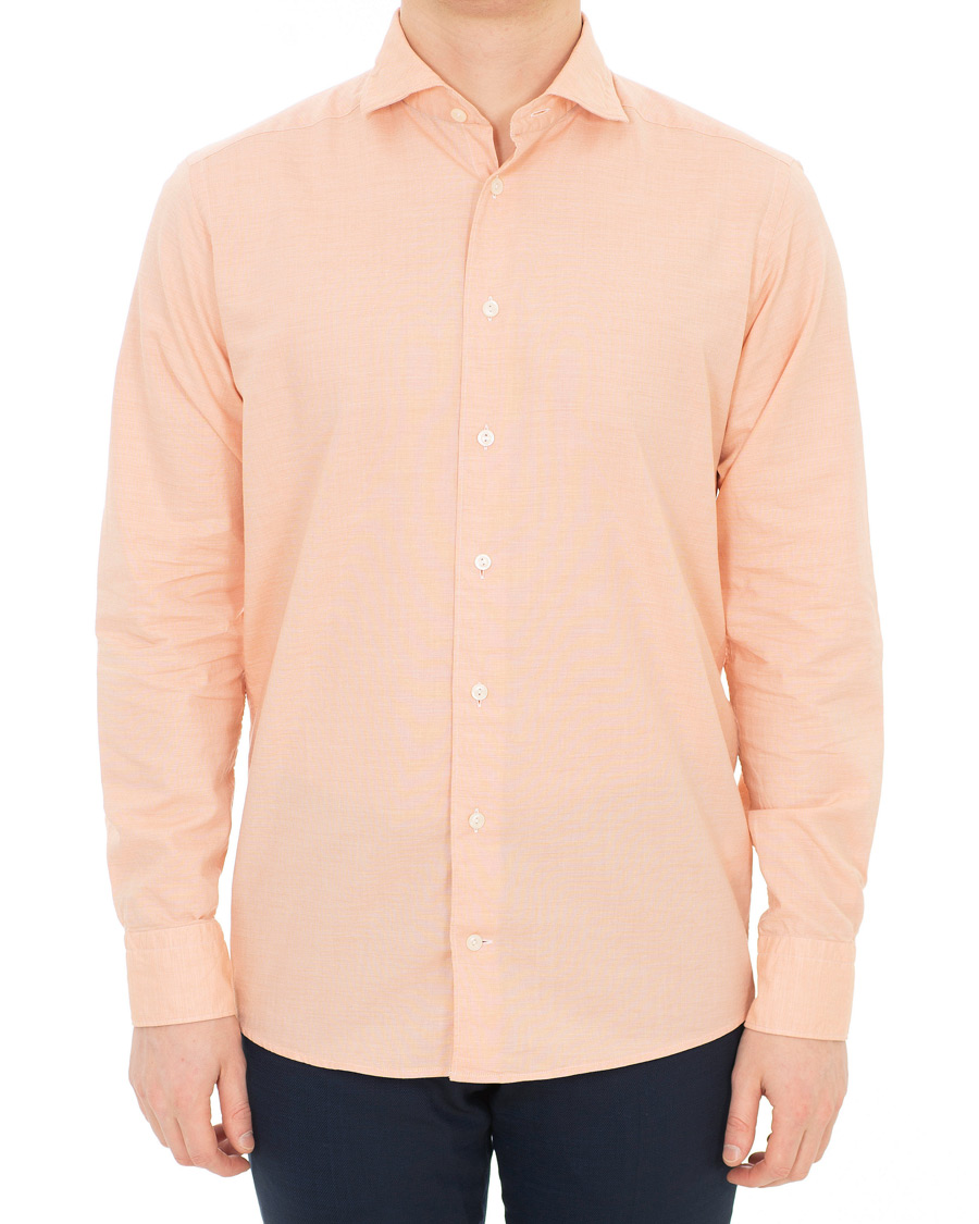 Heren | Overhemden | Eton | Slim Fit Twill Cotton Silk Shirt Orange