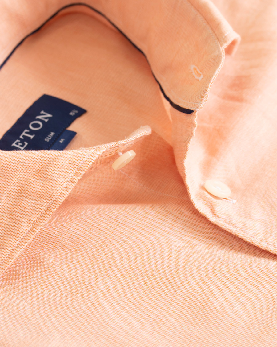 Heren | Overhemden | Eton | Slim Fit Twill Cotton Silk Shirt Orange