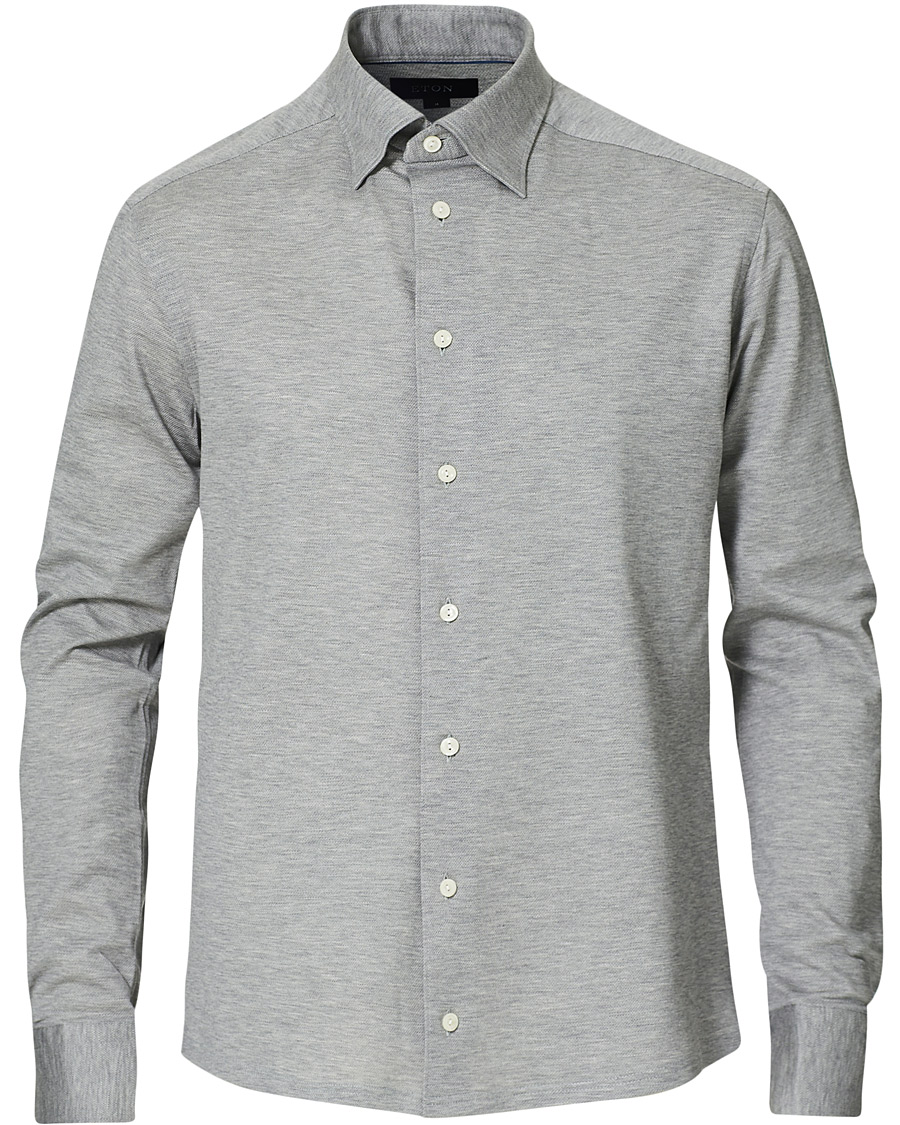 Homme | Chemises | Eton | Slim Fit Jersey Button Under Shirt Grey