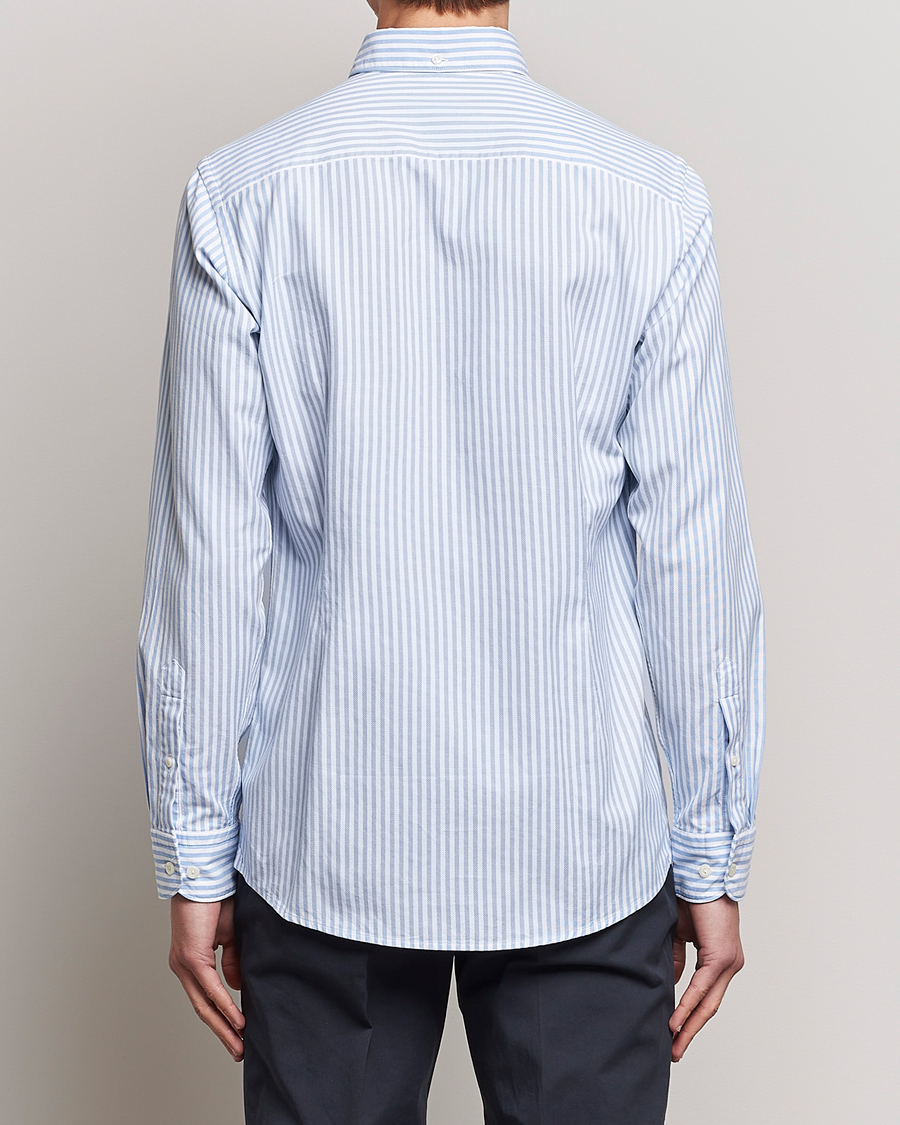Heren | Overhemden | Eton | Slim Fit Royal Oxford Stripe Button Down Light Blue