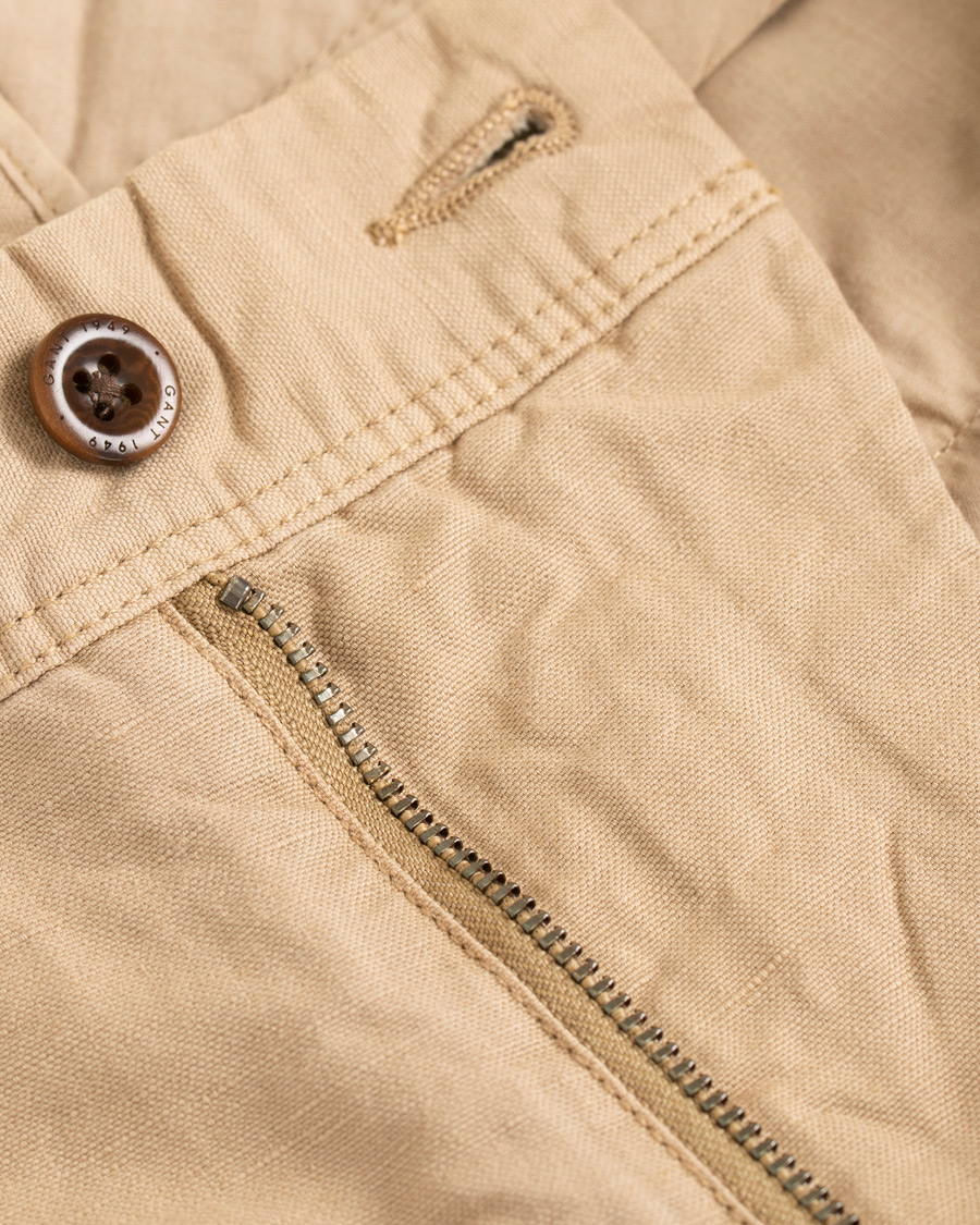 Heren | Korte broek | GANT | Cotton/Linen Shorts Dark Khaki