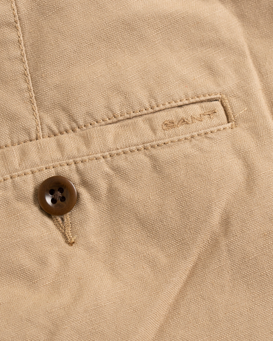 Heren | Korte broek | GANT | Cotton/Linen Shorts Dark Khaki