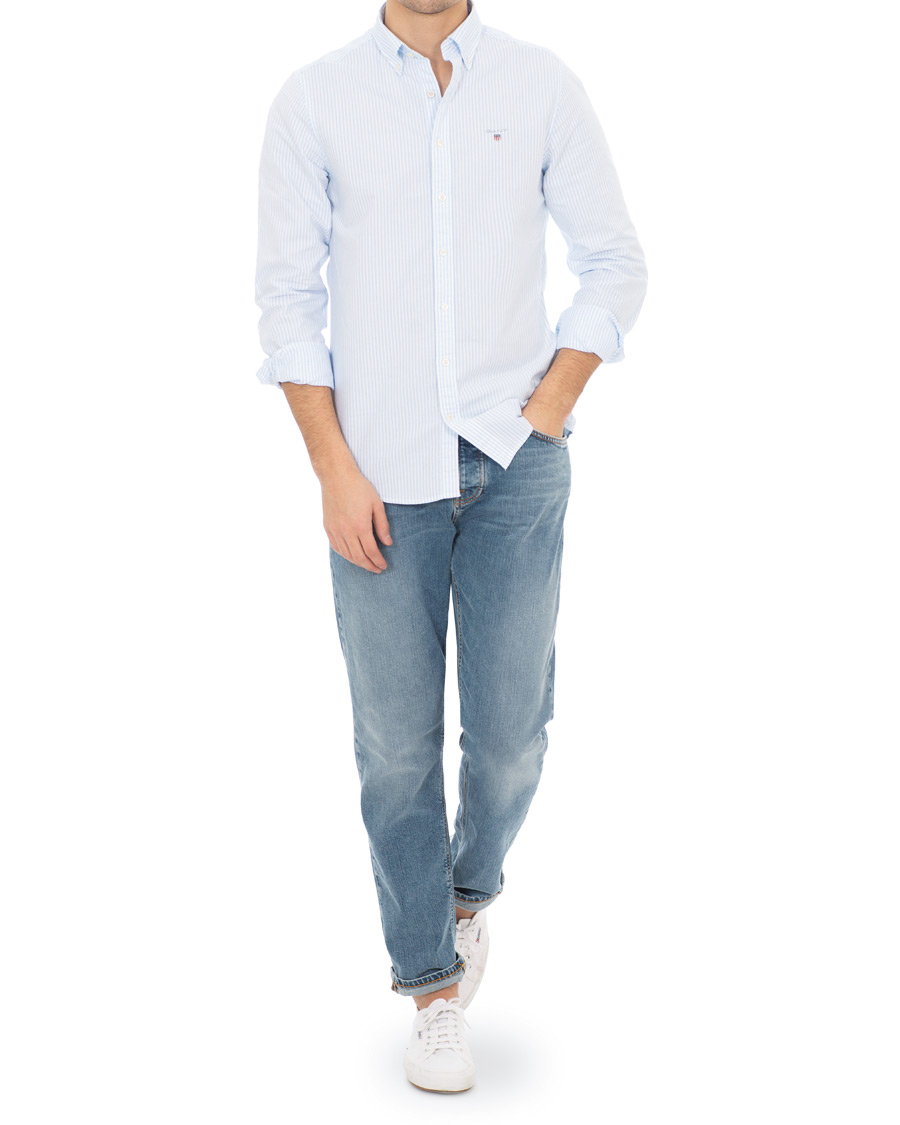 Heren | Overhemden | GANT | Slim Fit Oxford Banker Stripe Shirt Capri Blue