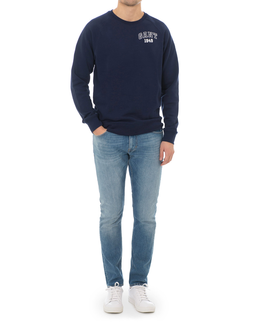 Homme | Pulls Et Tricots | GANT | Summer Logo Crew Neck Sweatshirt Evening Blue