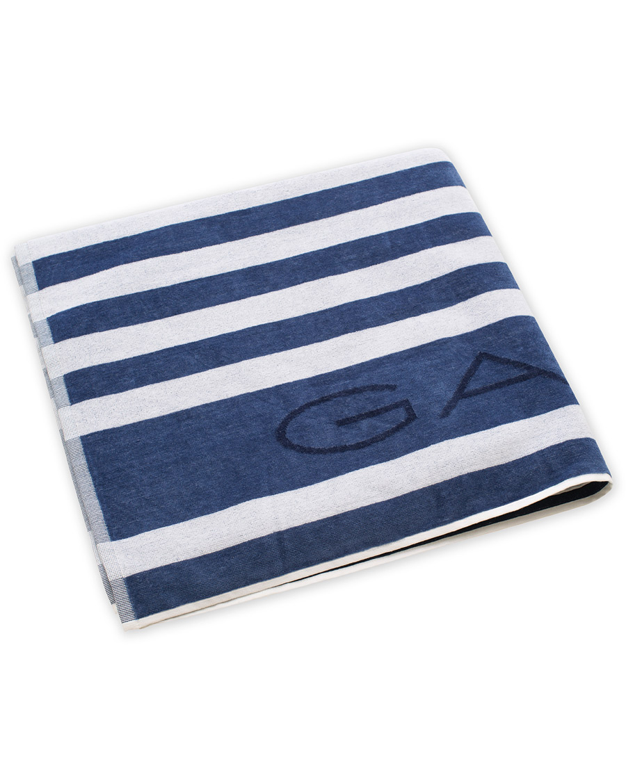 Homme | Maillots De Bain | GANT | Beach Stripe Towel White/Navy