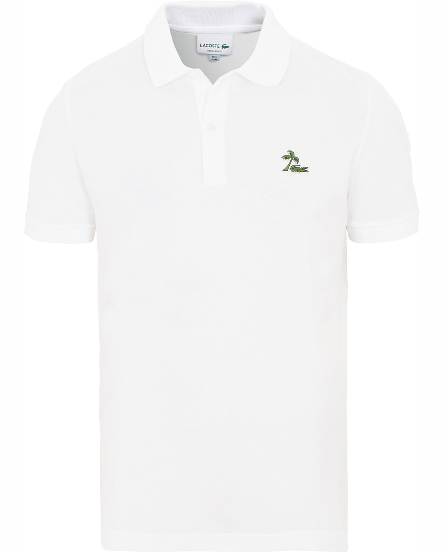 Homme | Polos | Lacoste | Palm Crocodile Poloshirt Regular Fit White