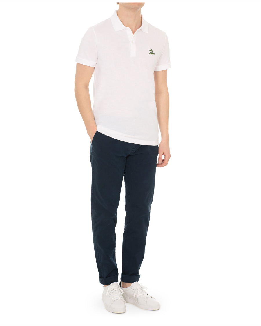 Homme | Polos | Lacoste | Palm Crocodile Poloshirt Regular Fit White
