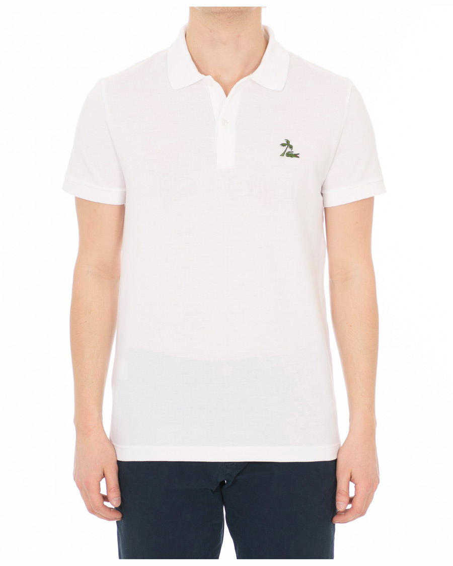 Homme | Polos | Lacoste | Palm Crocodile Poloshirt Regular Fit White