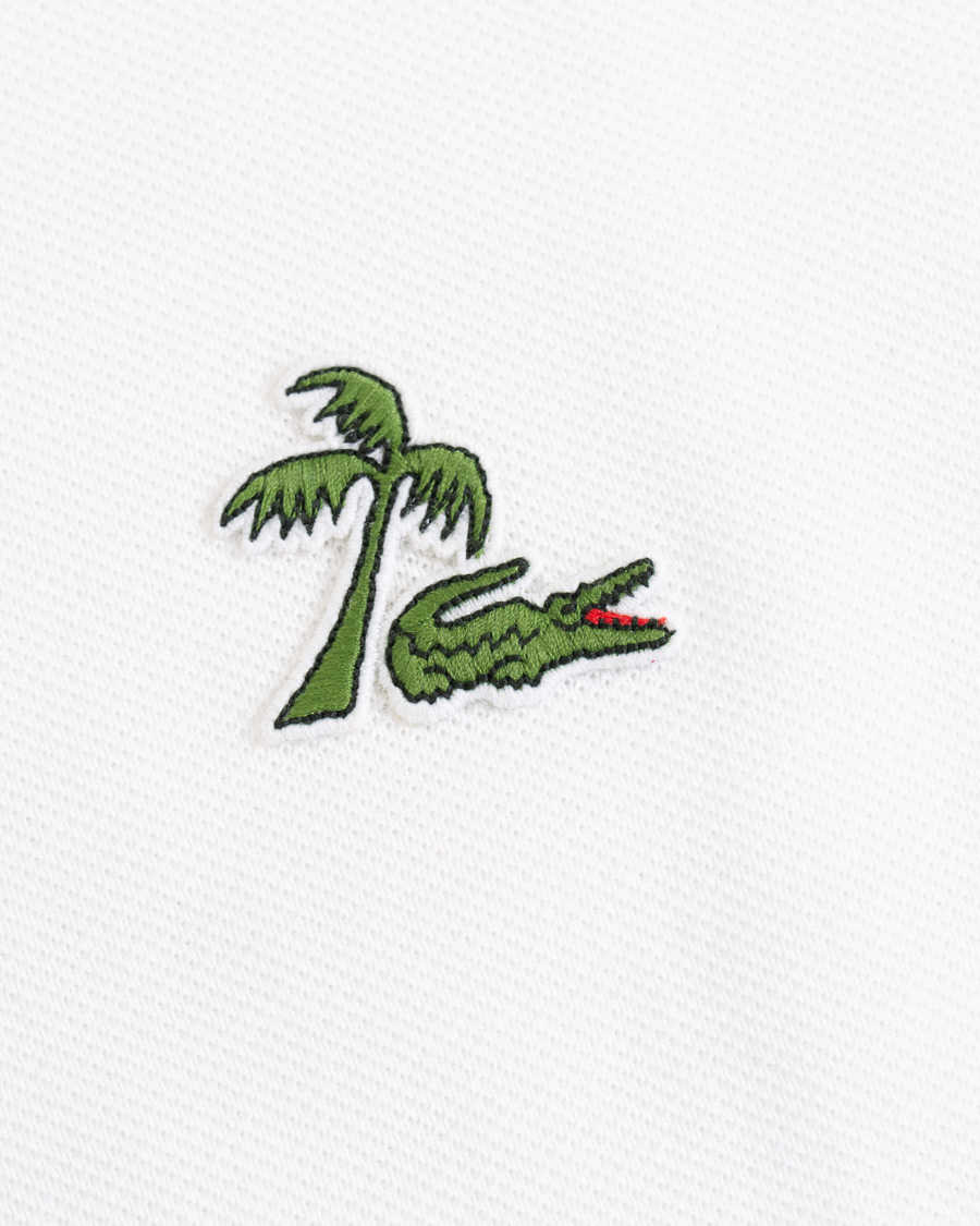 Homme | Polos | Lacoste | Palm Crocodile Poloshirt Regular Fit White