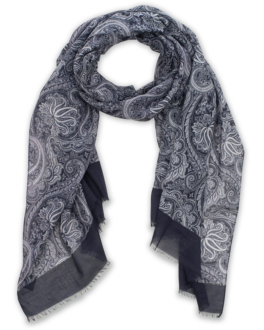 Homme | Amanda Christensen Cotton Voile Printed Paisley Scarf Navy | Amanda Christensen | Cotton Voile Printed Paisley Scarf Navy