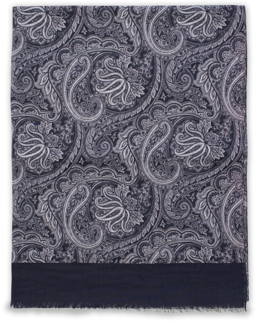 Homme | Amanda Christensen Cotton Voile Printed Paisley Scarf Navy | Amanda Christensen | Cotton Voile Printed Paisley Scarf Navy