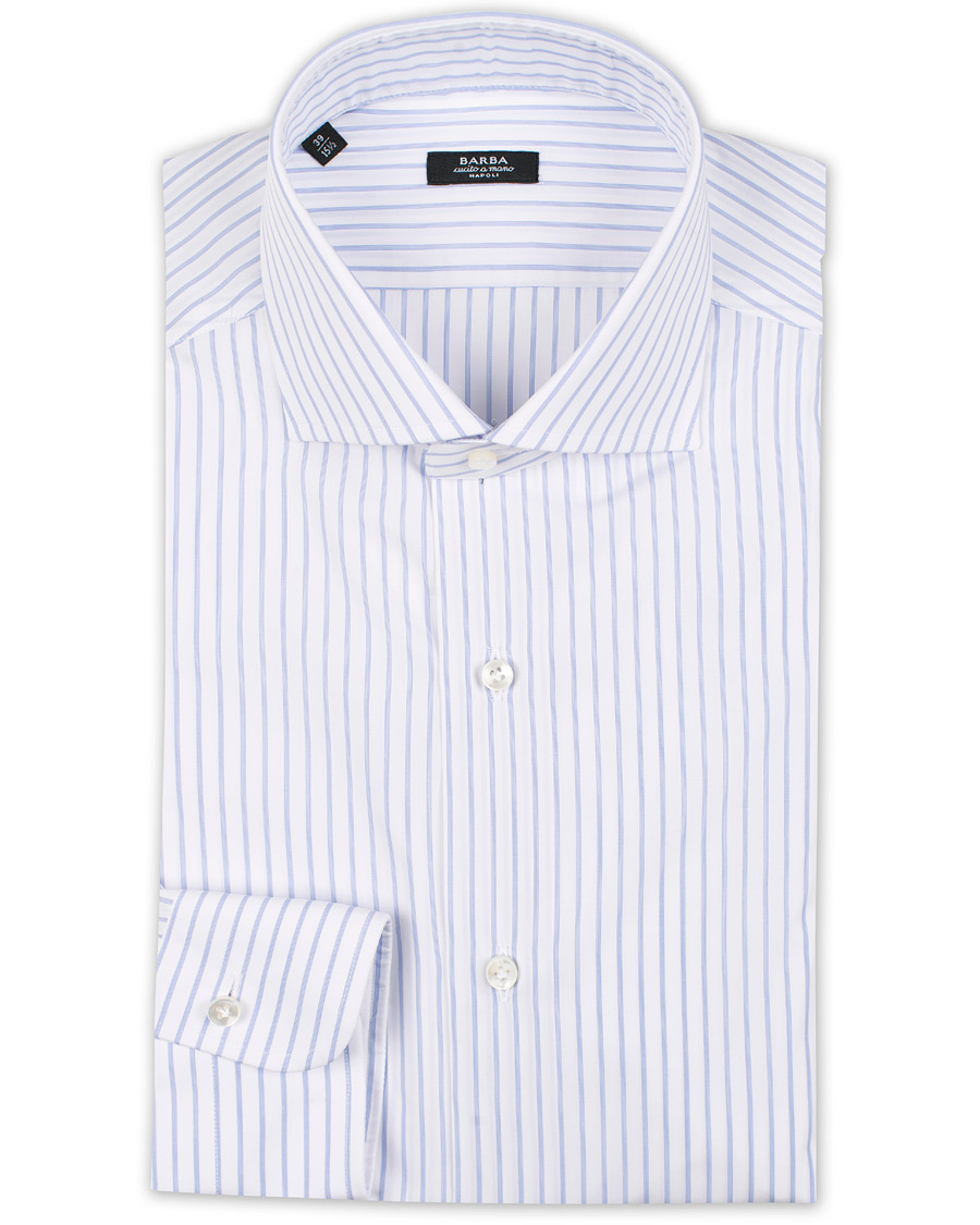Homme | Chemises | Barba Napoli | Napoli Slim Fit Classic Stripe Shirt White/Blue