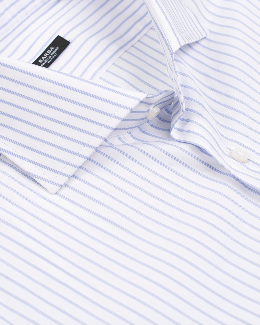 Homme | Chemises | Barba Napoli | Napoli Slim Fit Classic Stripe Shirt White/Blue