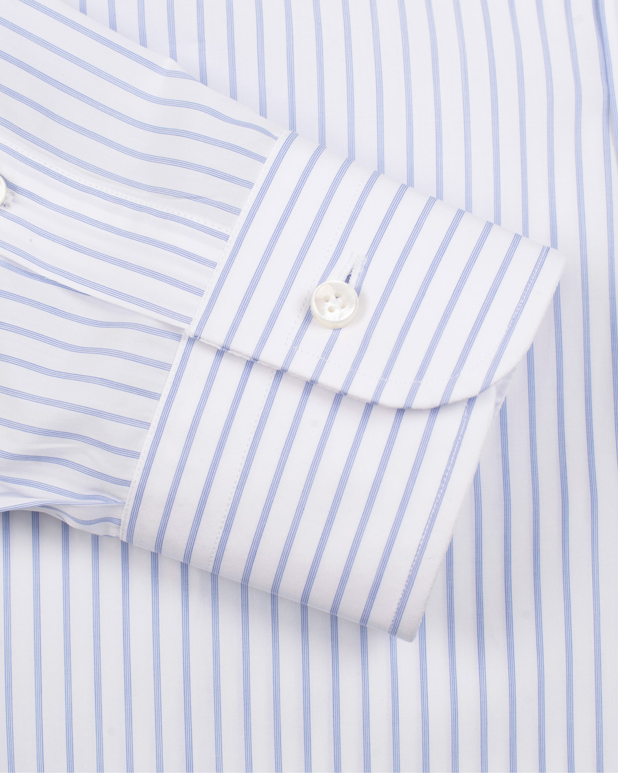 Homme | Chemises | Barba Napoli | Napoli Slim Fit Classic Stripe Shirt White/Blue