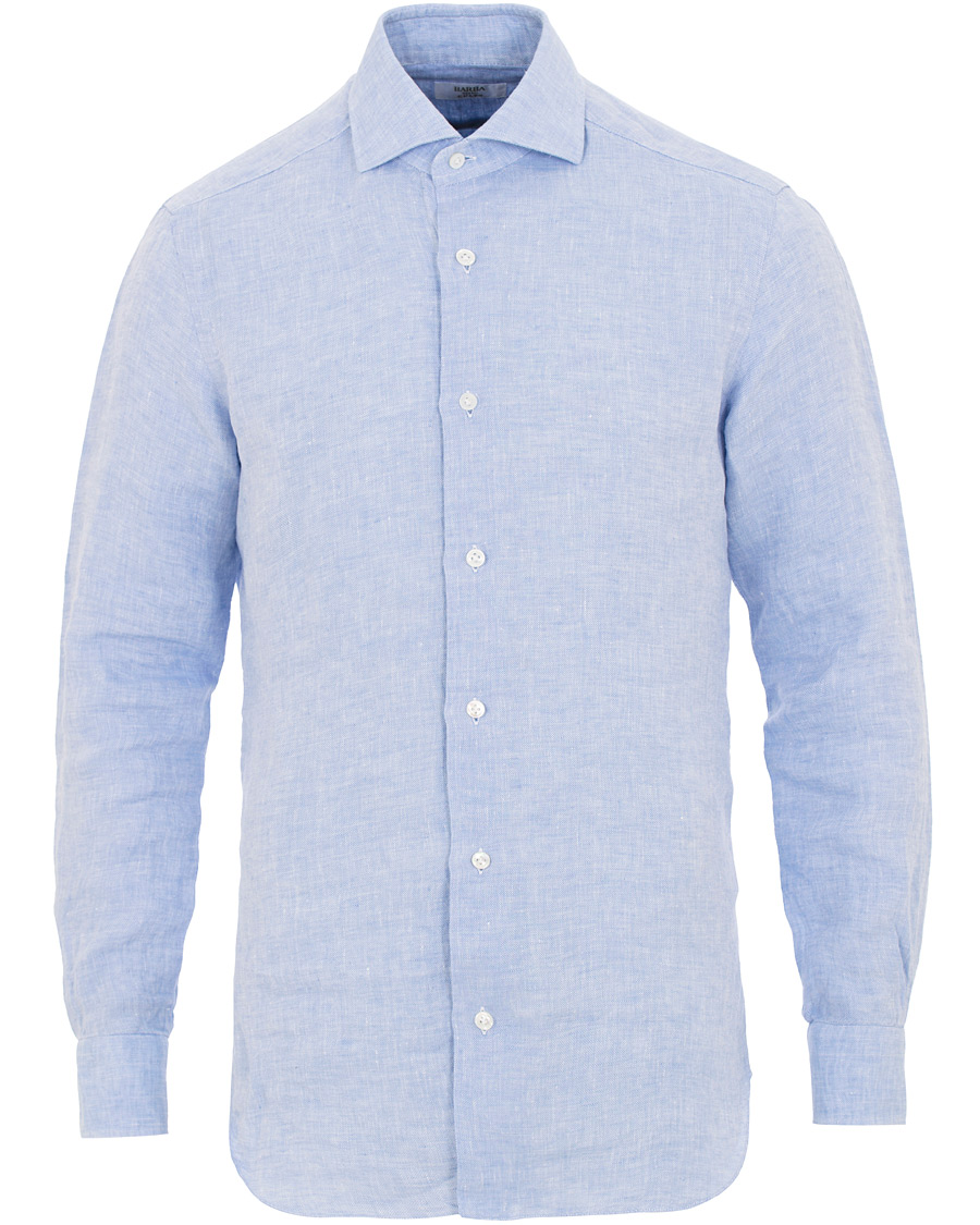 Heren | Overhemden | Barba Napoli | Culto Slim Fit Linen Shirt Blue