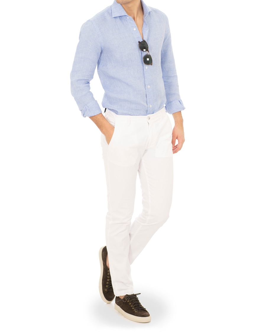Heren | Overhemden | Barba Napoli | Culto Slim Fit Linen Shirt Blue