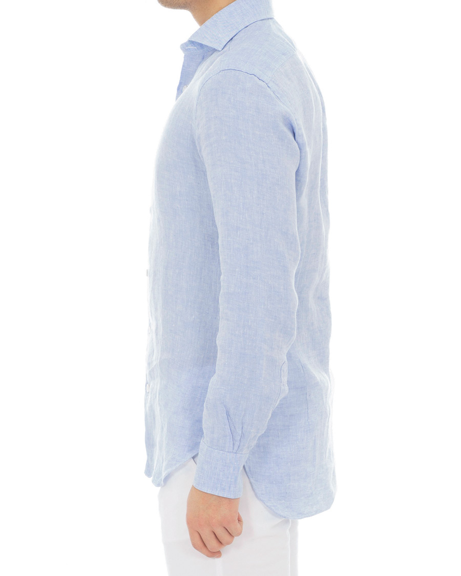 Heren | Overhemden | Barba Napoli | Culto Slim Fit Linen Shirt Blue