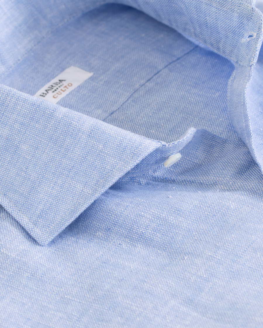 Heren | Overhemden | Barba Napoli | Culto Slim Fit Linen Shirt Blue