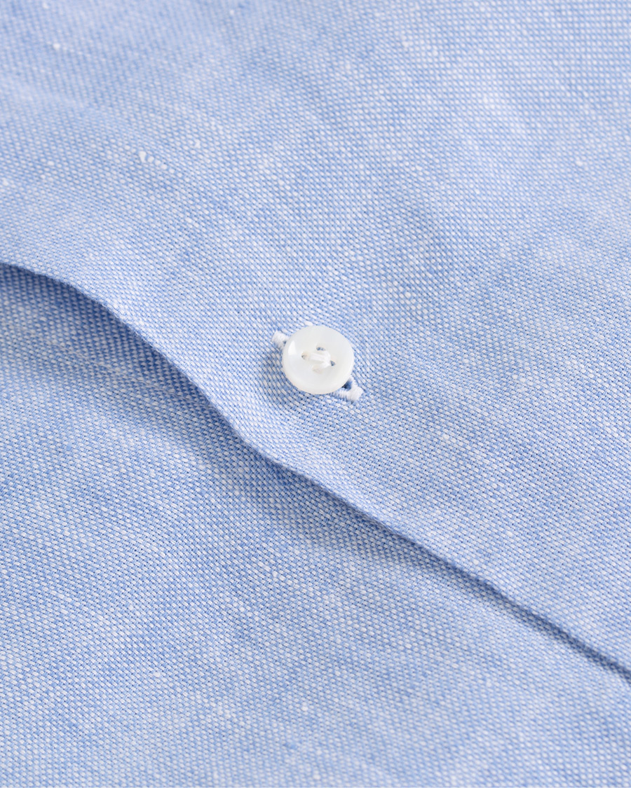 Heren | Overhemden | Barba Napoli | Culto Slim Fit Linen Shirt Blue