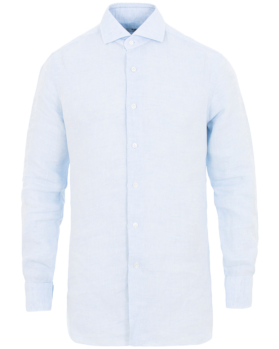 Homme | Chemises | Barba Napoli | Culto Slim Fit Linen Shirt Light Blue
