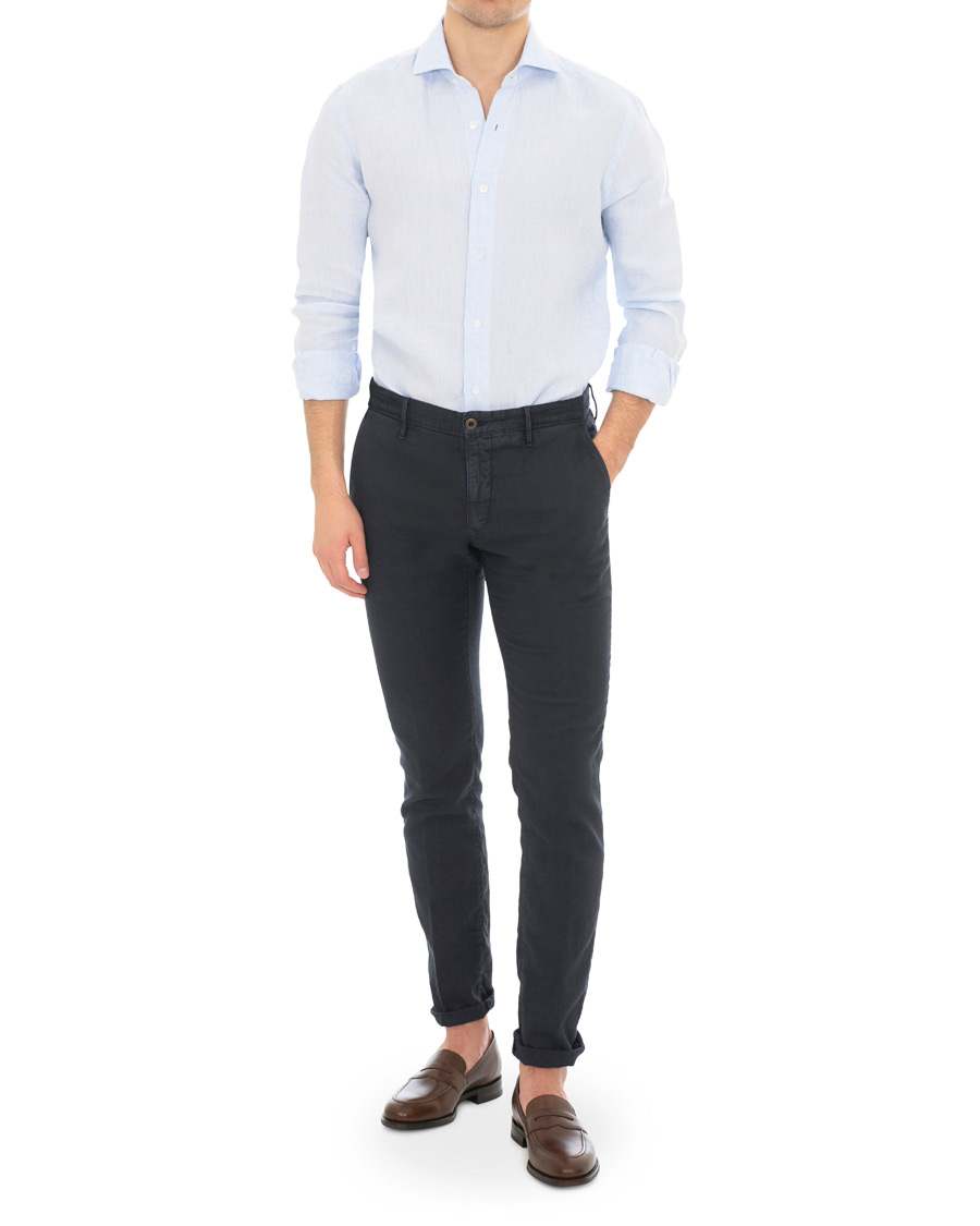 Homme | Chemises | Barba Napoli | Culto Slim Fit Linen Shirt Light Blue