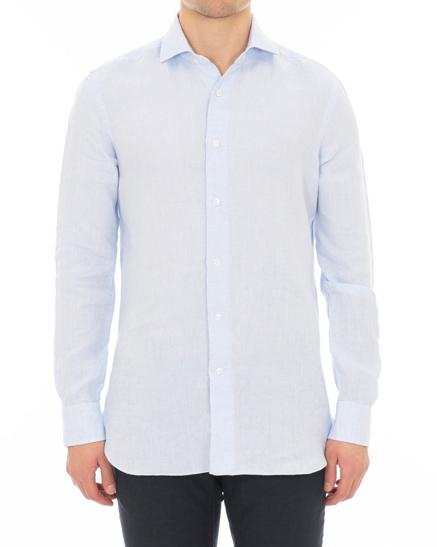 Homme | Chemises | Barba Napoli | Culto Slim Fit Linen Shirt Light Blue