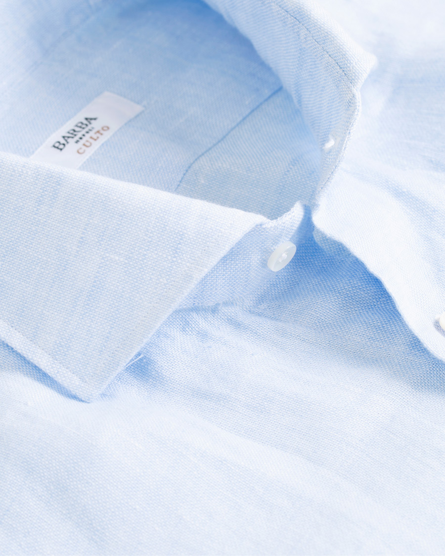 Homme | Chemises | Barba Napoli | Culto Slim Fit Linen Shirt Light Blue