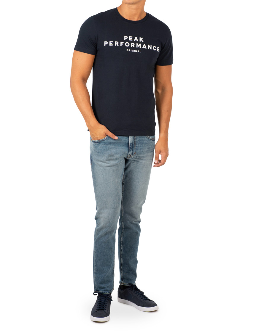 Homme | T-shirts | Peak Performance | Logo Crew Neck Tee Marine Blue