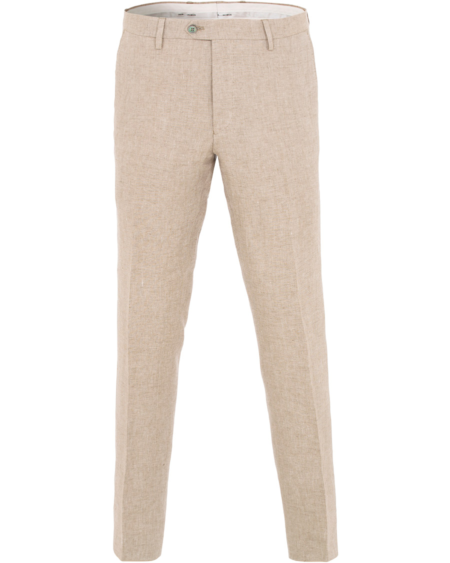 Homme | Pantalons | Oscar Jacobson | Diego Linen Trousers Beige