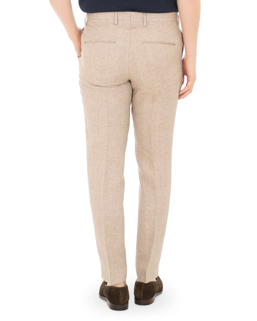 Homme | Pantalons | Oscar Jacobson | Diego Linen Trousers Beige