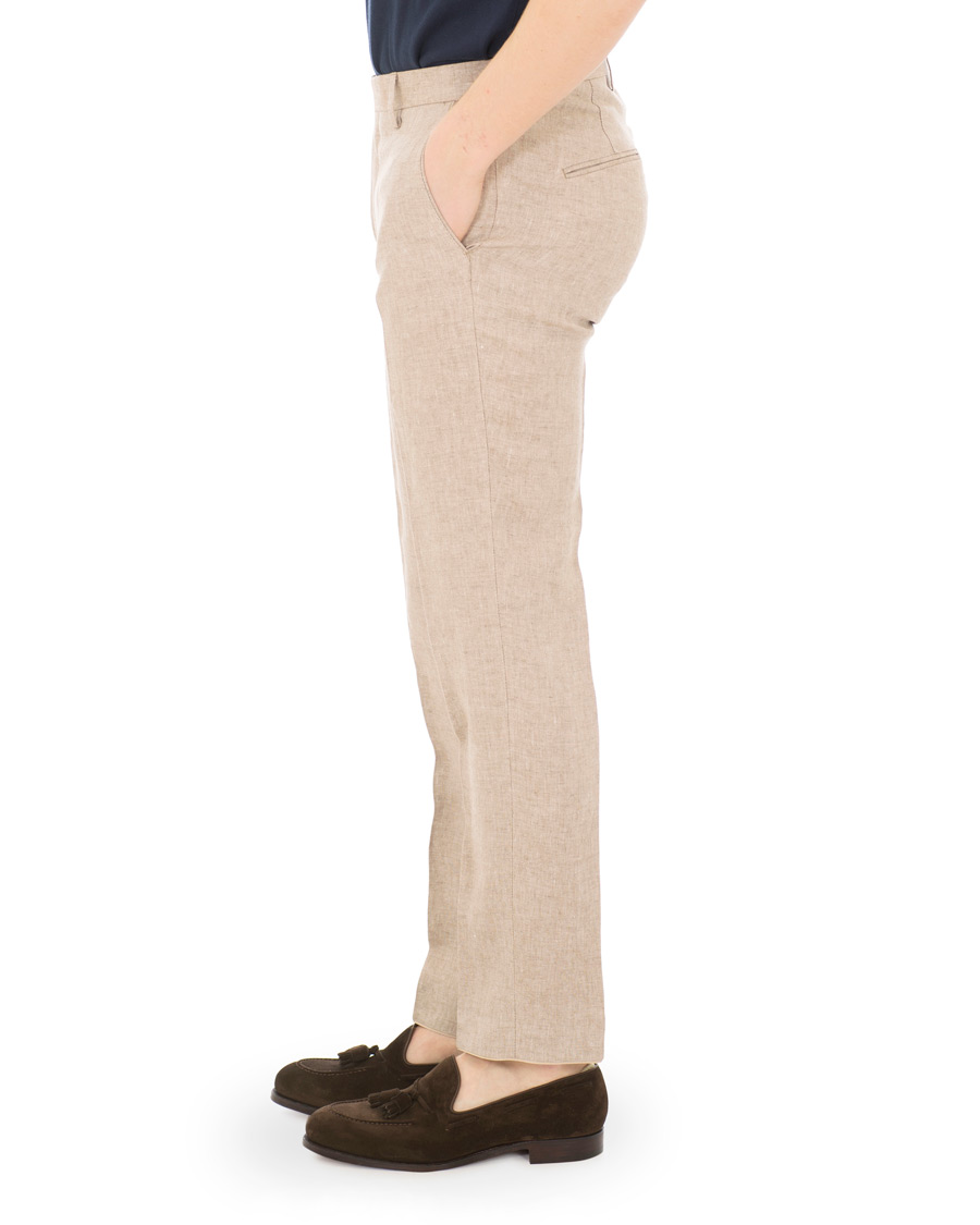 Homme | Pantalons | Oscar Jacobson | Diego Linen Trousers Beige