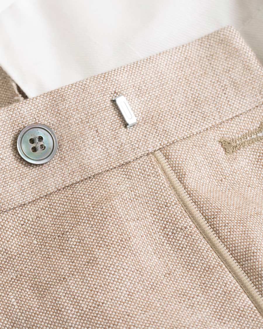 Homme | Pantalons | Oscar Jacobson | Diego Linen Trousers Beige