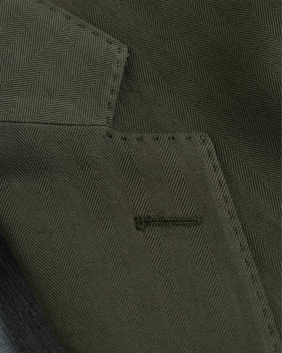 Homme | Blazers | Oscar Jacobson | Einar Cotton/Linen Herringbone Blazer Olive