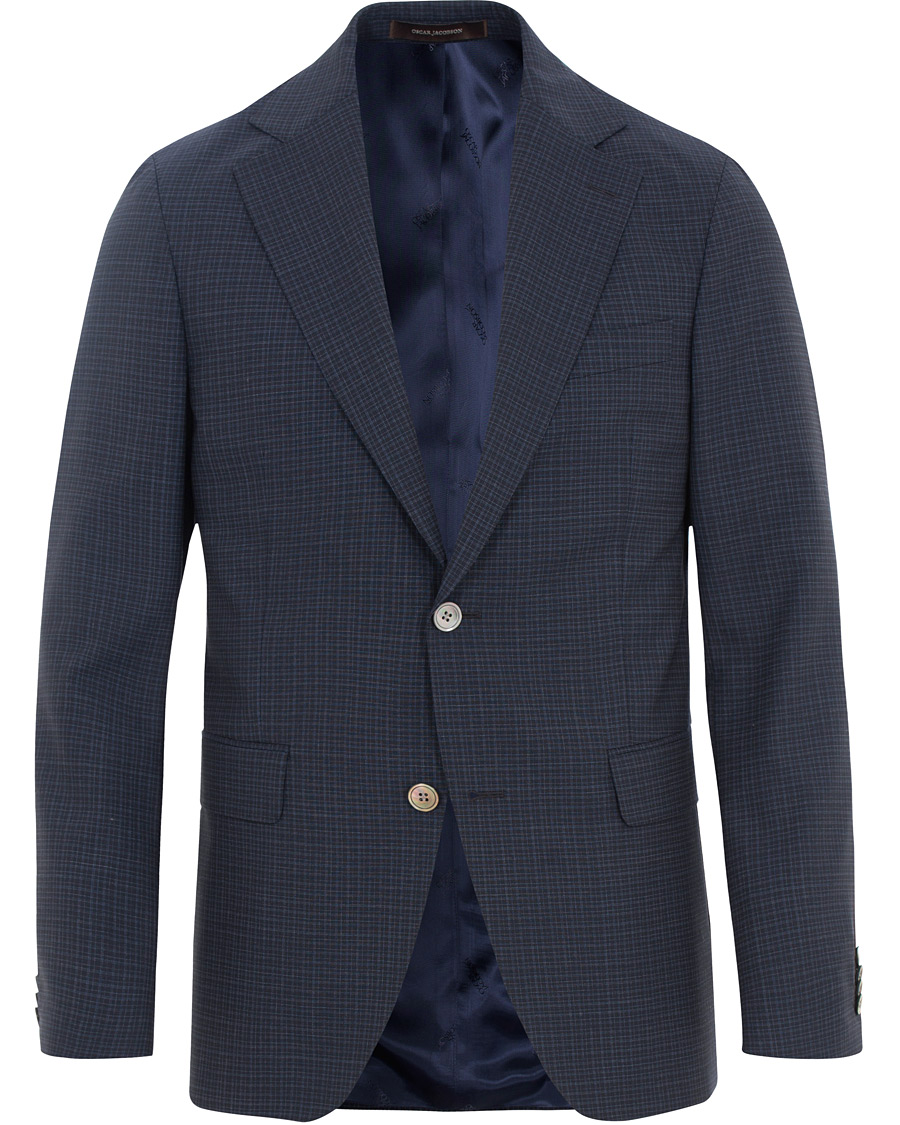 Homme | Blazers | Oscar Jacobson | Ego Wool Mini Check Blazer Navy