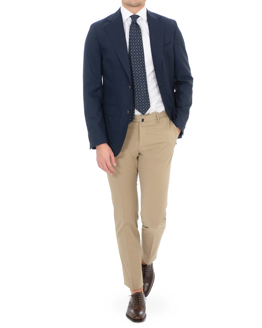 Homme | Blazers | Oscar Jacobson | Ego Wool Mini Check Blazer Navy