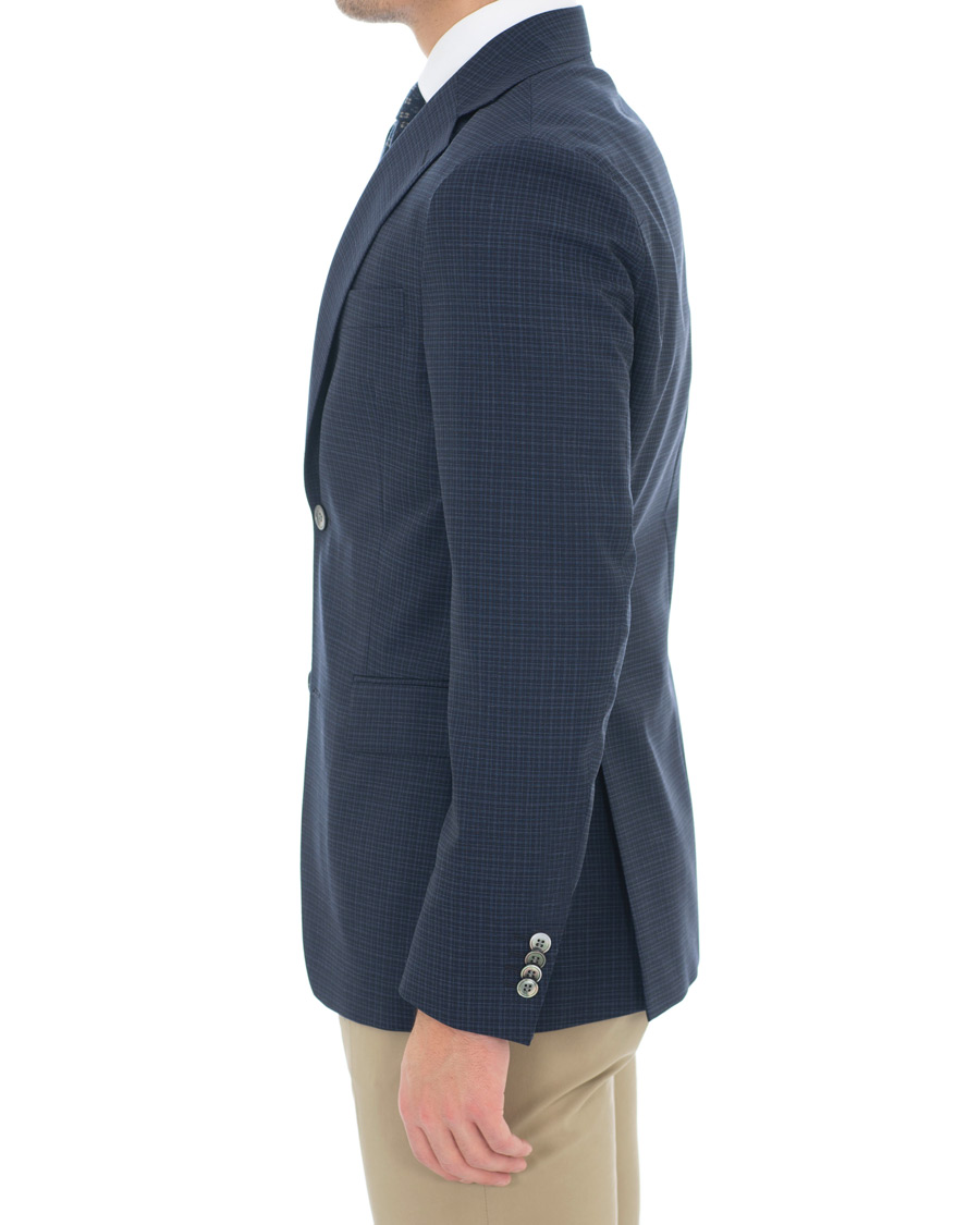 Homme | Blazers | Oscar Jacobson | Ego Wool Mini Check Blazer Navy