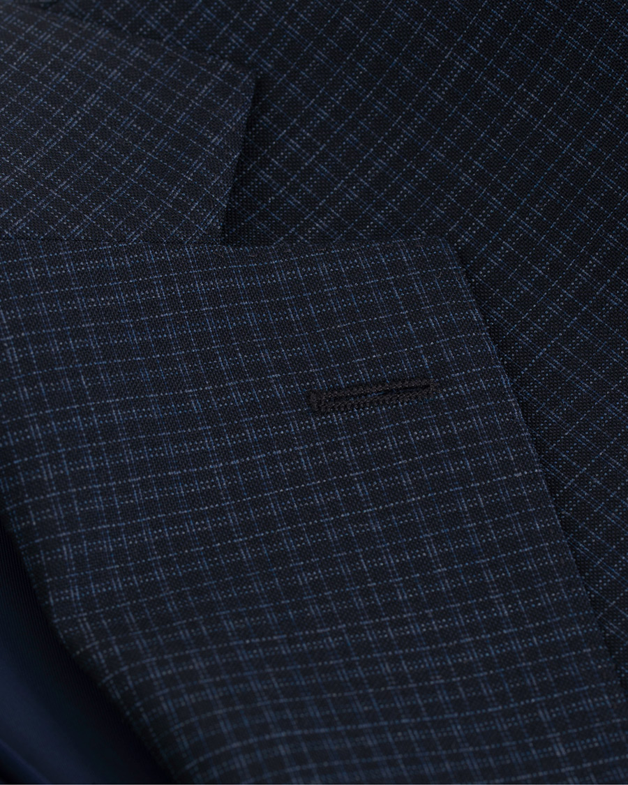 Homme | Blazers | Oscar Jacobson | Ego Wool Mini Check Blazer Navy