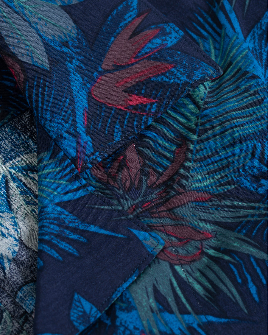 Heren | Overhemden | Oscar Jacobson | Hilmer Camp Collar Printed Flower Short Sleeve Shirt Blue