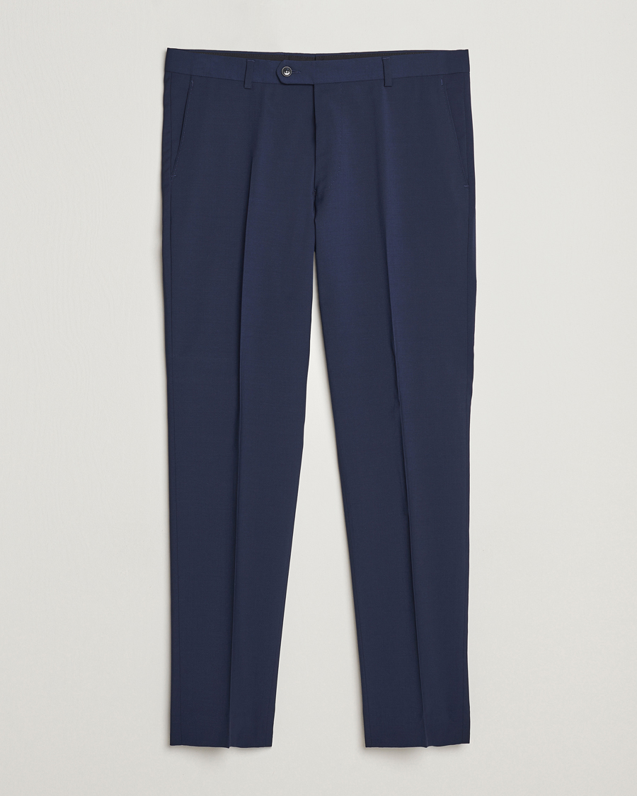 Homme | Pantalons | Oscar Jacobson | Denz Wool Stretch Trousers Blue