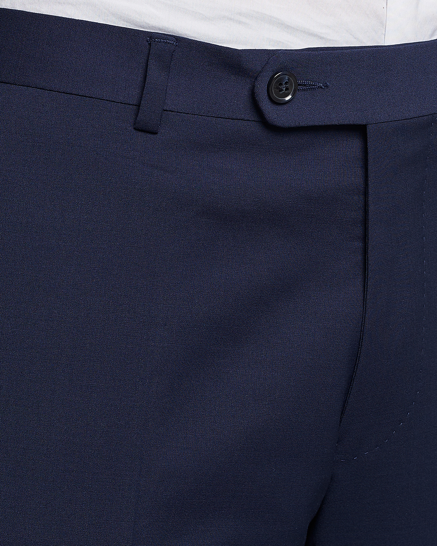 Homme | Pantalons | Oscar Jacobson | Denz Wool Stretch Trousers Blue