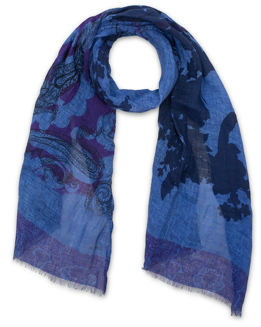 Homme | Etro Printed Linen Scarf Blue | Etro | Printed Linen Scarf Blue
