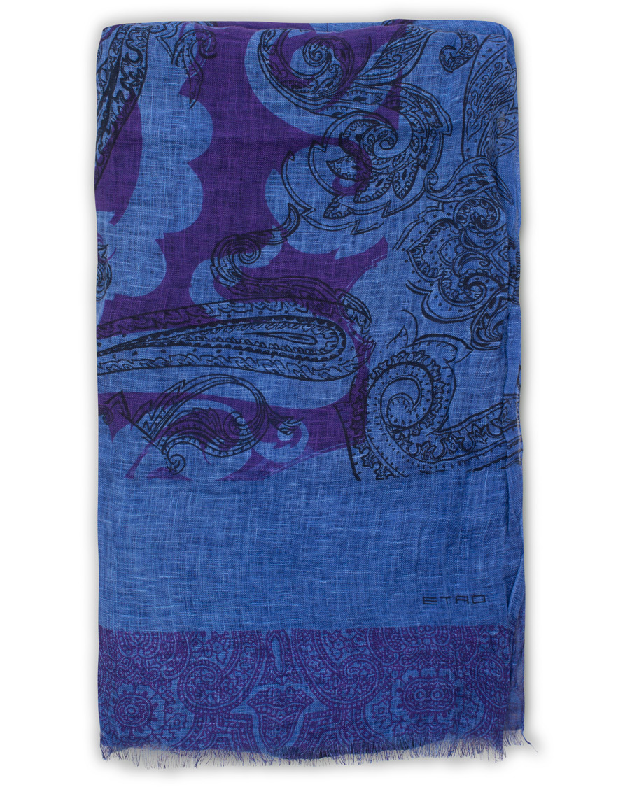 Homme | Etro Printed Linen Scarf Blue | Etro | Printed Linen Scarf Blue