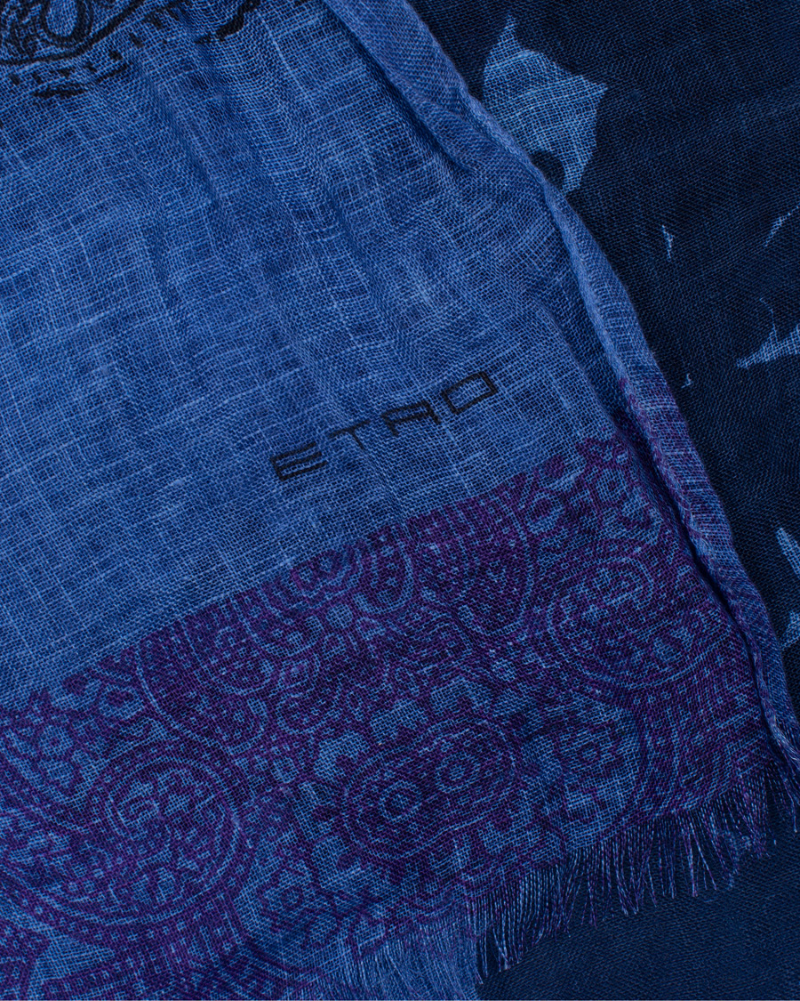 Homme | Etro Printed Linen Scarf Blue | Etro | Printed Linen Scarf Blue