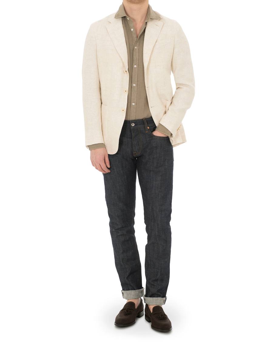 Homme | Blazers | Caruso | Butterfly Cotton/Linen Blazer White