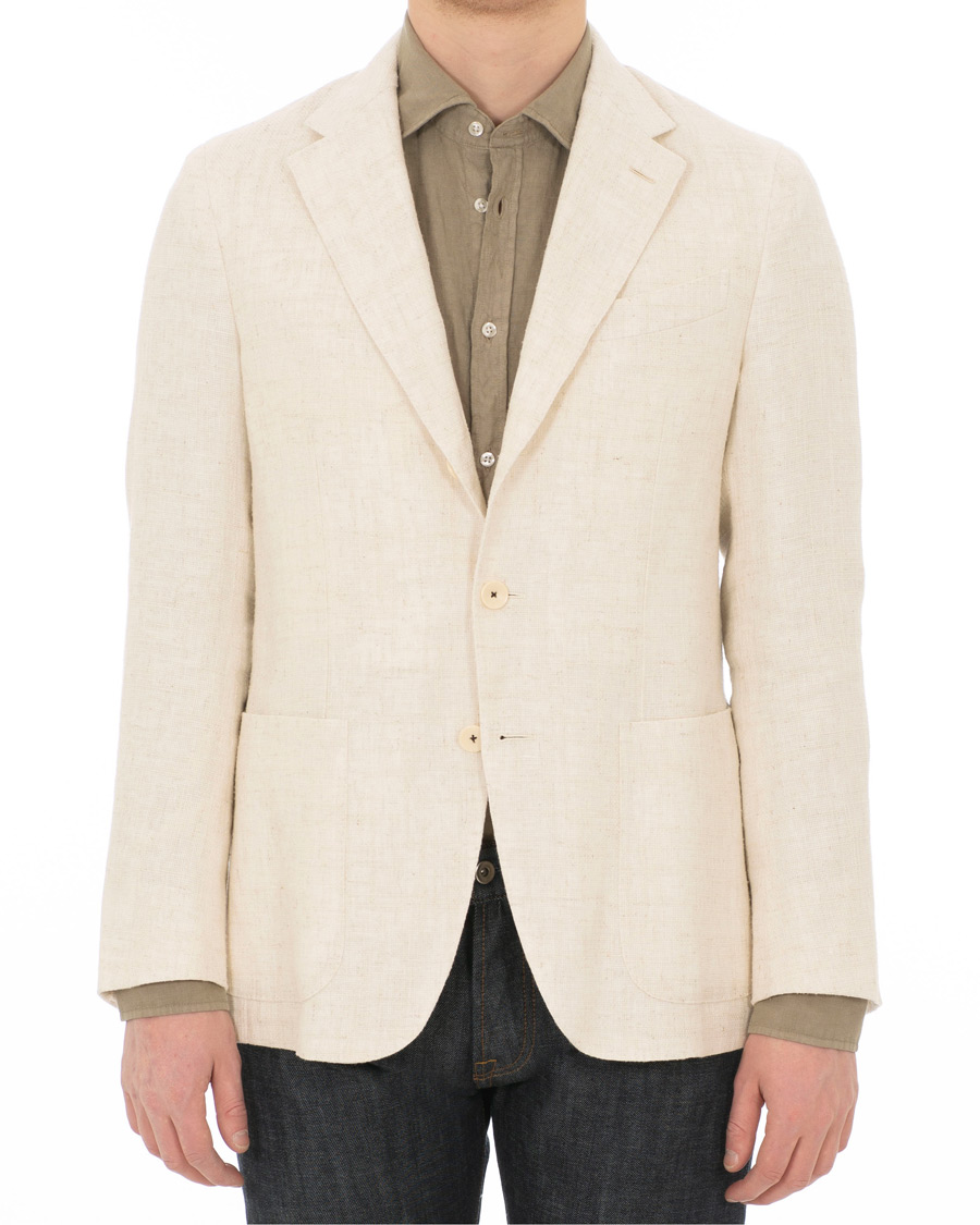 Homme | Blazers | Caruso | Butterfly Cotton/Linen Blazer White