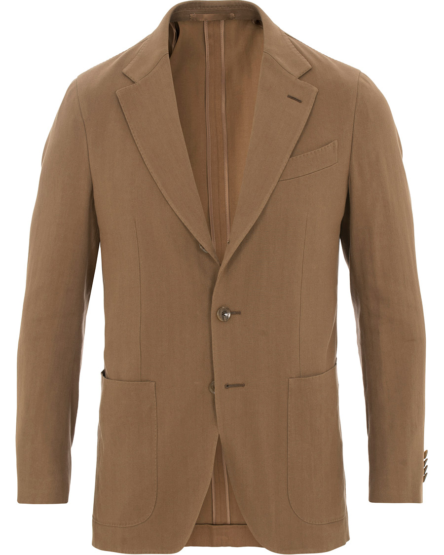 Homme | Blazers | Caruso | Butterfly Herringbone Cotton Blazer Medium Brown