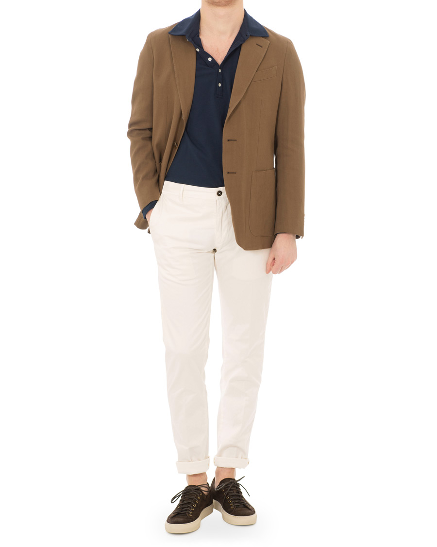 Homme | Blazers | Caruso | Butterfly Herringbone Cotton Blazer Medium Brown