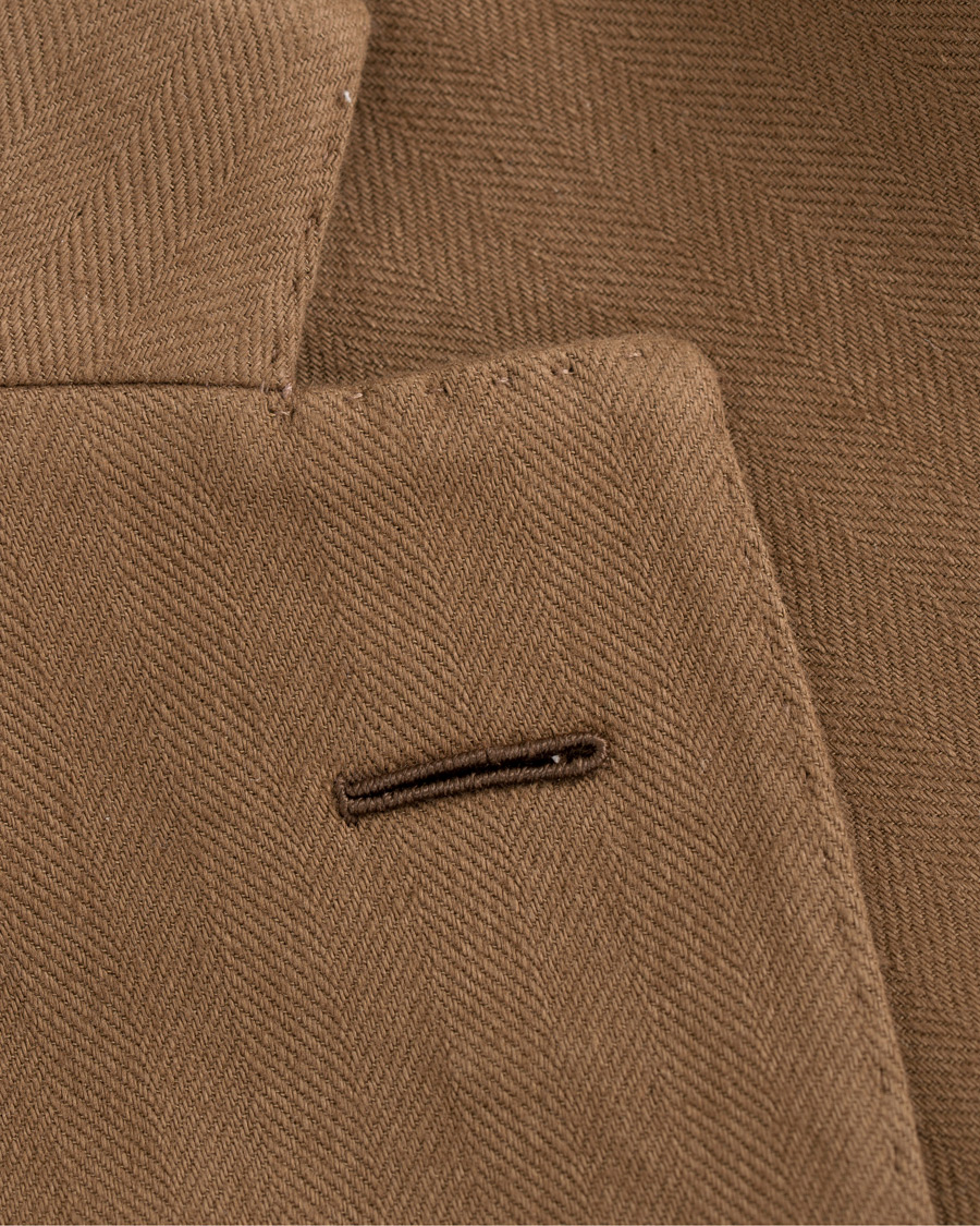 Homme | Blazers | Caruso | Butterfly Herringbone Cotton Blazer Medium Brown