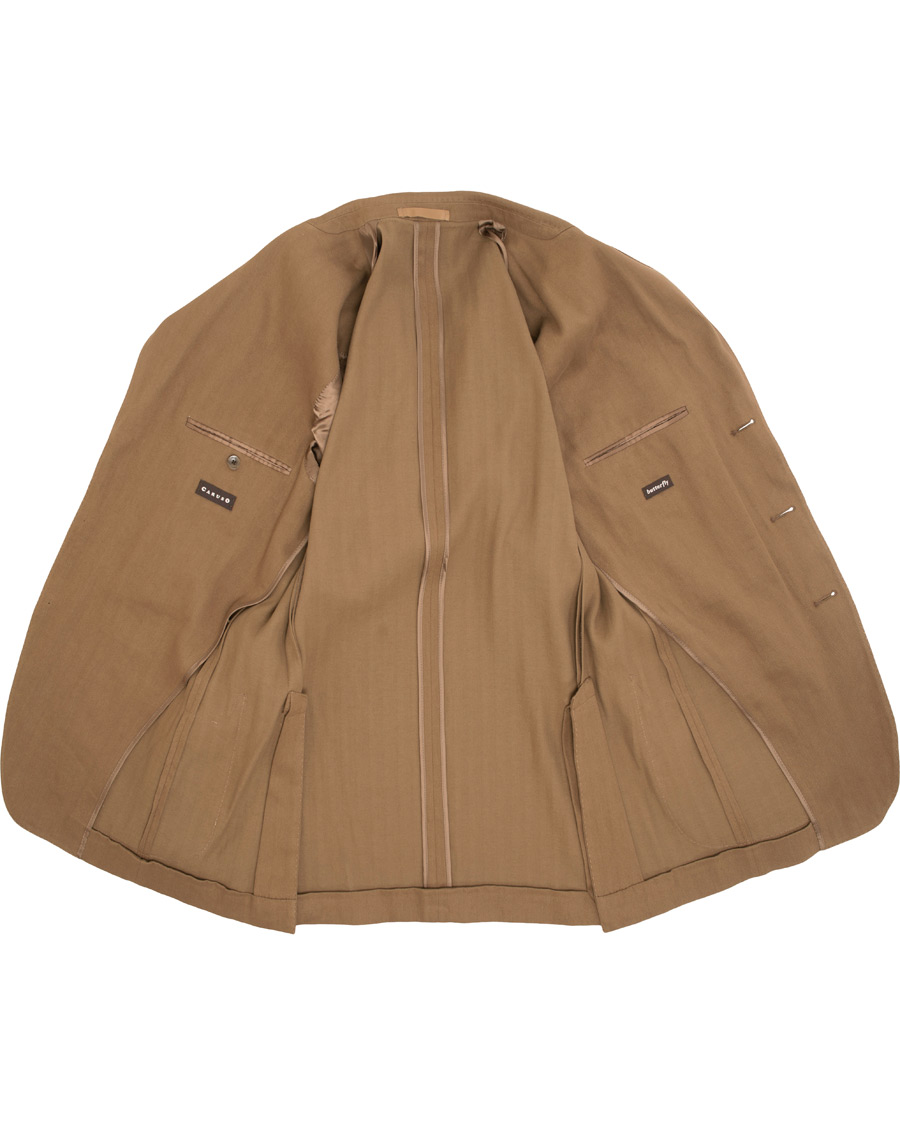 Homme | Blazers | Caruso | Butterfly Herringbone Cotton Blazer Medium Brown